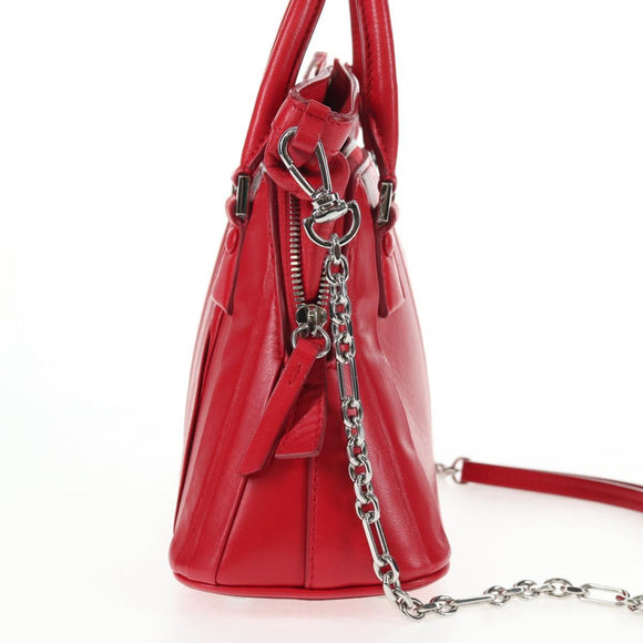 Maison Margiela 5AC Mini Hand Bag Leather 2way Red Silver Auth 141149M