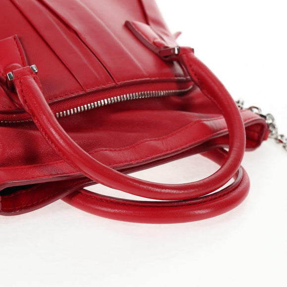 Maison Margiela 5AC Mini Hand Bag Leather 2way Red Silver Auth 141149M