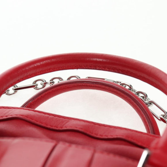 Maison Margiela 5AC Mini Hand Bag Leather 2way Red Silver Auth 141149M