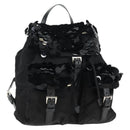 PRADA Sequin Backpack Nylon Black Silver Auth 141151M-1