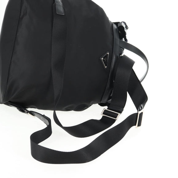 PRADA Sequin Backpack Nylon Black Silver Auth 141151M