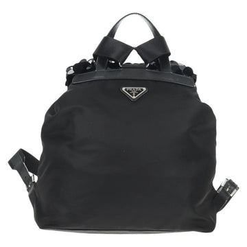 PRADA Sequin Backpack Nylon Black Silver Auth 141151M - 0
