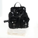 PRADA Sequin Backpack Nylon Black Silver Auth 141151M-12