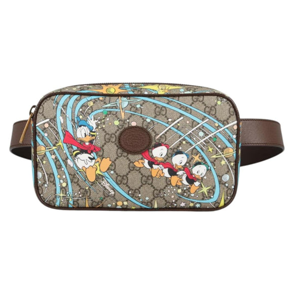 GUCCI GG Supreme Disney Collaboration Waist Bag PVC Beige 602695 Auth 141153M
