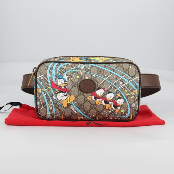 GUCCI GG Supreme Disney Collaboration Waist Bag PVC Beige 602695 Auth 141153M