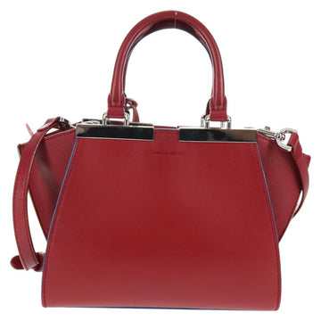 FENDI Petite To Jules Hand Bag Leather 2way Red Silver Auth 141155V - 0