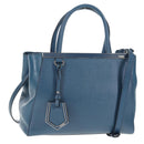 FENDI Petite To Jules Hand Bag Leather 2way Blue Silver Auth 141157-1