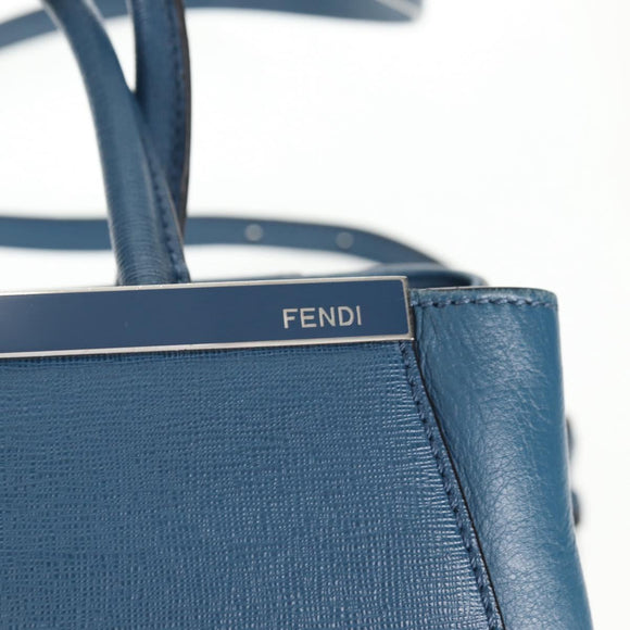 FENDI Petite To Jules Hand Bag Leather 2way Blue Silver Auth 141157