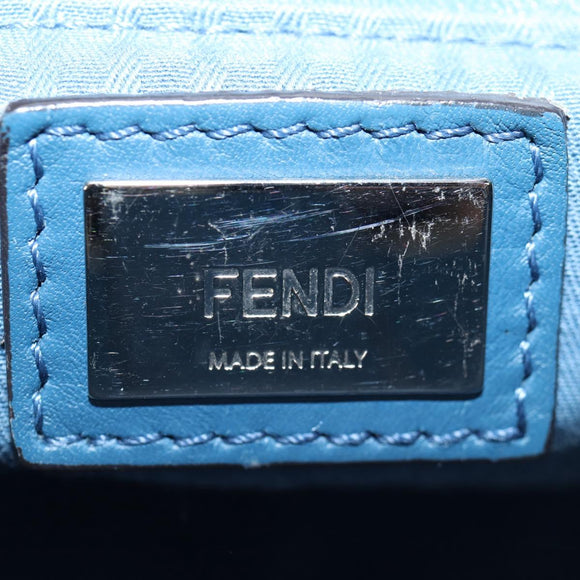 FENDI Petite To Jules Hand Bag Leather 2way Blue Silver Auth 141157