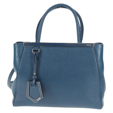 FENDI Petite To Jules Hand Bag Leather 2way Blue Silver Auth 141157 - 0