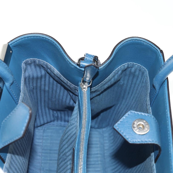 FENDI Petite To Jules Hand Bag Leather 2way Blue Silver Auth 141157