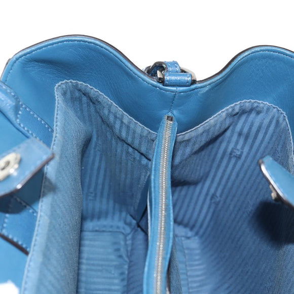 FENDI Petite To Jules Hand Bag Leather 2way Blue Silver Auth 141157