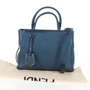 FENDI Petite To Jules Hand Bag Leather 2way Blue Silver Auth 141157-27
