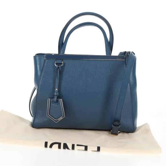 FENDI Petite To Jules Hand Bag Leather 2way Blue Silver Auth 141157