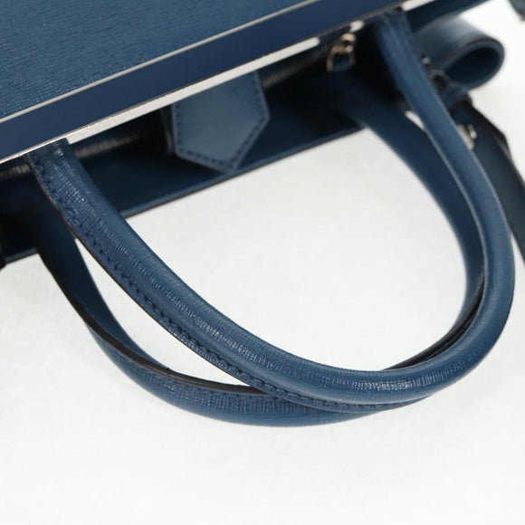 FENDI Petite To Jules Hand Bag Leather 2way Blue Silver Auth 141157
