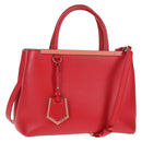 FENDI Petite To Jules Hand Bag Leather 2way Red Silver Auth 141158V-1