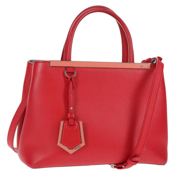 FENDI Petite To Jules Hand Bag Leather 2way Red Silver Auth 141158V