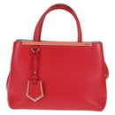 FENDI Petite To Jules Hand Bag Leather 2way Red Silver Auth 141158V-13