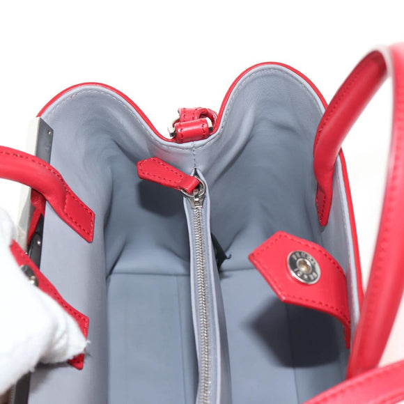 FENDI Petite To Jules Hand Bag Leather 2way Red Silver Auth 141158V