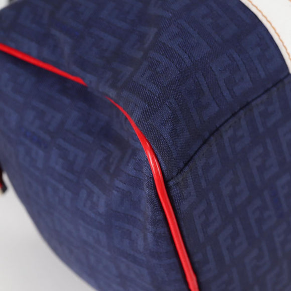 FENDI Zucchino Canvas Boston Bag Navy Gold Auth 141159V
