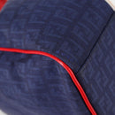 FENDI Zucchino Canvas Boston Bag Navy Gold Auth 141159V-15
