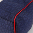 FENDI Zucchino Canvas Boston Bag Navy Gold Auth 141159V-16