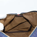 FENDI Zucchino Canvas Boston Bag Navy Gold Auth 141159V-19