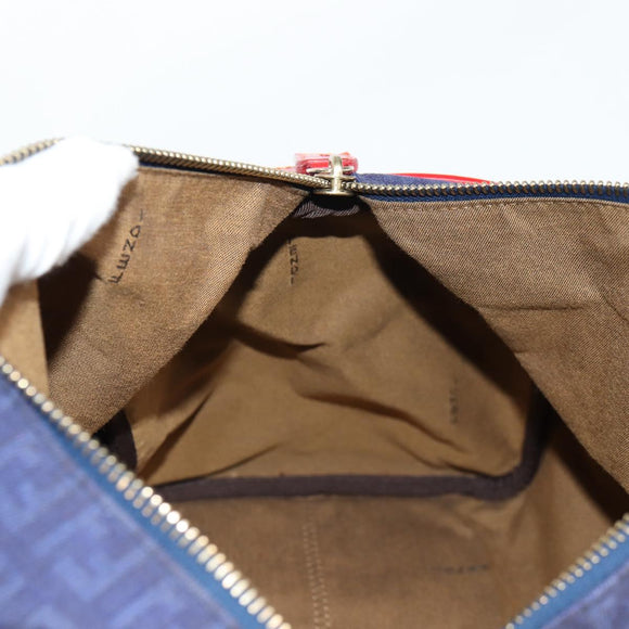 FENDI Zucchino Canvas Boston Bag Navy Gold Auth 141159V