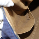 FENDI Zucchino Canvas Boston Bag Navy Gold Auth 141159V-21