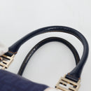 FENDI Zucchino Canvas Boston Bag Navy Gold Auth 141159V-8
