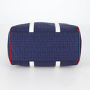 FENDI Zucchino Canvas Boston Bag Navy Gold Auth 141159V-5