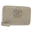 CHANEL Matelasse Wallet Lamb Skin Ivory Gold CC Auth 141169-1