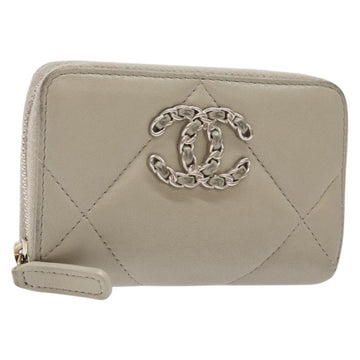 CHANEL Matelasse Wallet Lamb Skin Ivory Gold CC Auth 141169