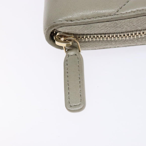 CHANEL Matelasse Wallet Lamb Skin Ivory Gold CC Auth 141169