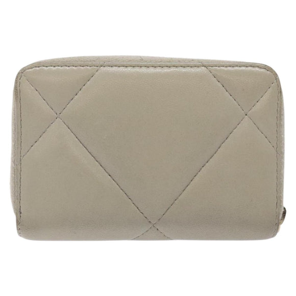 CHANEL Matelasse Wallet Lamb Skin Ivory Gold CC Auth 141169