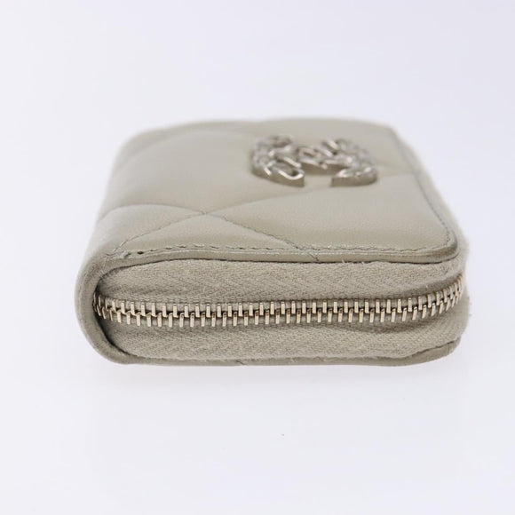 CHANEL Matelasse Wallet Lamb Skin Ivory Gold CC Auth 141169