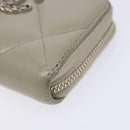 CHANEL Matelasse Wallet Lamb Skin Ivory Gold CC Auth 141169-7