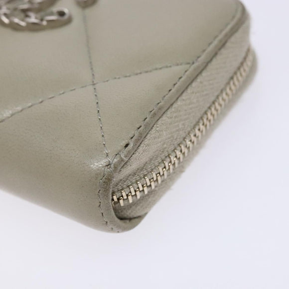 CHANEL Matelasse Wallet Lamb Skin Ivory Gold CC Auth 141169