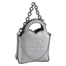 TIFFANY&Co. Return To Micro Tote Charm Leather Silver Auth 141171M-1