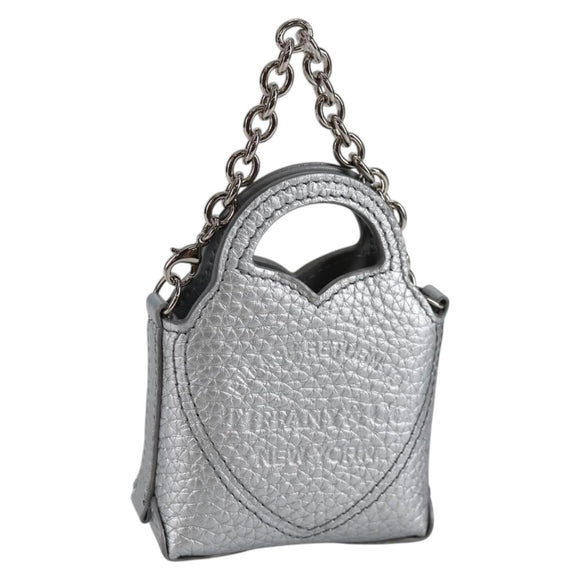 TIFFANY&Co. Return To Micro Tote Charm Leather Silver Auth 141171M
