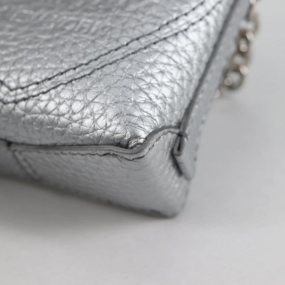 TIFFANY&Co. Return To Micro Tote Charm Leather Silver Auth 141171M