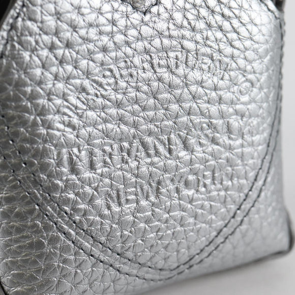 TIFFANY&Co. Return To Micro Tote Charm Leder Silber Auth 141171M