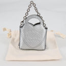 TIFFANY&Co. Return To Micro Tote Charm Leder Silber Auth 141171M-12