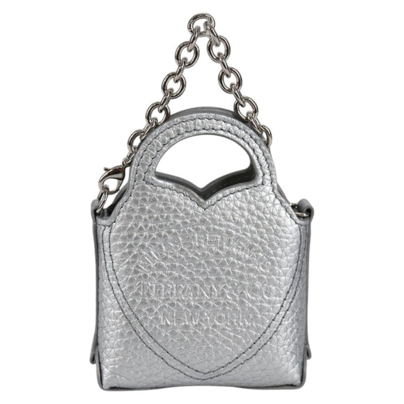 TIFFANY&Co. Return To Micro Tote Charm Leder Silber Auth 141171M
