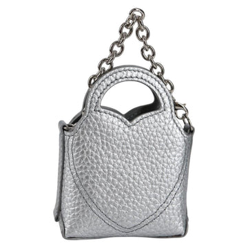 TIFFANY&Co. Return To Micro Tote Charm Leather Silver Auth 141171M - 0
