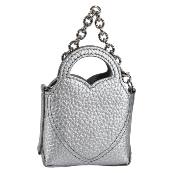 TIFFANY&Co. Return To Micro Tote Charm Leather Silver Auth 141171M