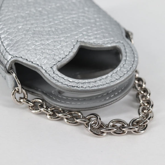 TIFFANY&Co. Return To Micro Tote Charm Leather Silver Auth 141171M