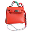 HERMES Micro Kelly Bag Charm Leather Orange Auth 141175SM-1