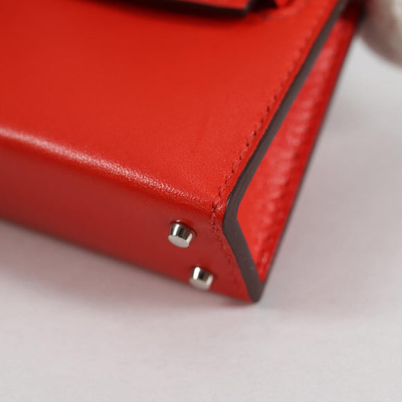 HERMES Micro Kelly Bag Charm Leather Orange Auth 141175SM