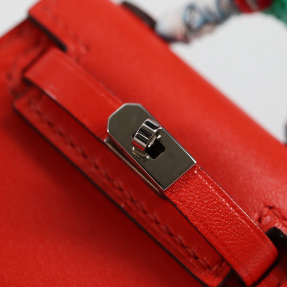 HERMES Micro Kelly Bag Charm Leather Orange Auth 141175SM